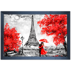 Branco e Vermelho 23 - Quadro com Moldura - Preto,... - Las Quadros