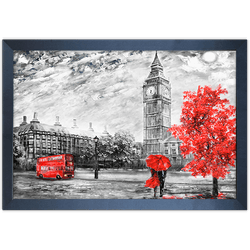 Branco e Vermelho 24 - Quadro com Moldura - Preto,... - Las Quadros