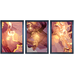 Conjunto 06 - Imagem Marmorizada com 3 Quadros - C... - Las Quadros