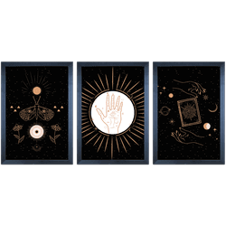 Conjunto 17 - Imagem Preto e Dourado com 3 Quadros... - Las Quadros