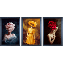 Conjunto 26 - Imagem Preto e Dourado com 3 Quadros... - Las Quadros