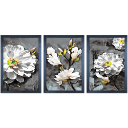 Conjunto 30 - Imagem Preto e Dourado com 3 Quadros... - Las Quadros