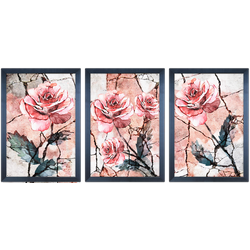 Conjunto 33 - Imagem Preto e Dourado com 3 Quadros... - Las Quadros