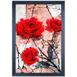 Floral 24 - Quadro com Moldura - Preto, Marrom, Rú... - Las Quadros