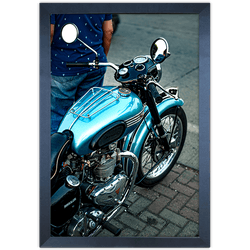 Moto 01 - Quadro com Moldura - Preto, Marrom, Rúst... - Las Quadros