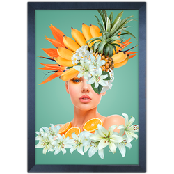 Mulher Florida 05 - Quadro com Moldura - Preto, Ma... - Las Quadros