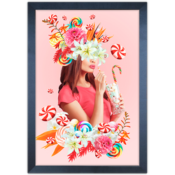 Mulher Florida 07 - Quadro com Moldura - Preto, Ma... - Las Quadros