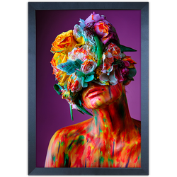 Mulher Florida 12 - Quadro com Moldura - Preto, Ma... - Las Quadros