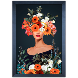 Mulher Florida 13 - Quadro com Moldura - Preto, Ma... - Las Quadros