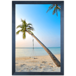 Praia 06 - Quadro com Moldura - Preto, Marrom, Rús... - Las Quadros