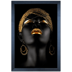 Preto e Dourado 01 - Quadro com Moldura - Preto, M... - Las Quadros