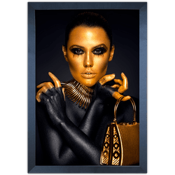 Preto e Dourado 02 - Quadro com Moldura - Preto, M... - Las Quadros