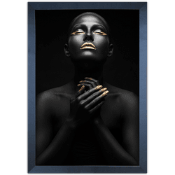 Preto e Dourado 04 - Quadro com Moldura - Preto, M... - Las Quadros