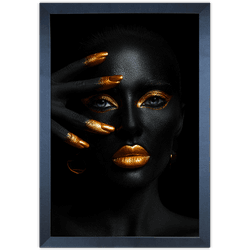 Preto e Dourado 05 - Quadro com Moldura - Preto, M... - Las Quadros