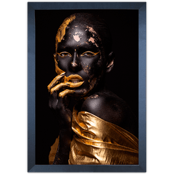 Preto e Dourado 07 - Quadro com Moldura - Preto, M... - Las Quadros