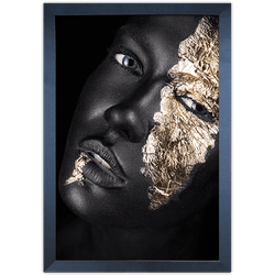 Preto e Dourado 08 - Quadro com Moldura - Preto, M... - Las Quadros