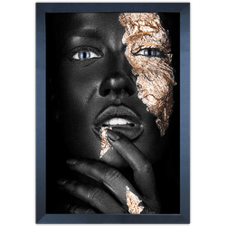 Preto e Dourado 09 - Quadro com Moldura - Preto, M... - Las Quadros