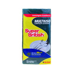 Esponja Dupla Face Super British 75x110 - Pacote C... - Latin Suprimentos