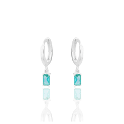 Brinco Argolinha Pingente Retangular Color Prata 9... - LE BEAU