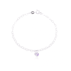 Pulseira Love Pingente Coração Color Prata 925 - P... - LE BEAU