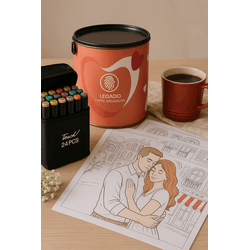 Lata Dia dos Namorados Moído + Estojo Canetas + Bo... - LEGADO CAFÉS