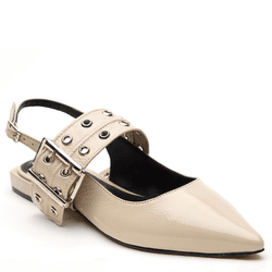 SAPATILHA SALERNO COURO VERNIZ OFF WHITE - LESSÔ