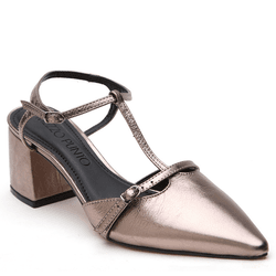SCARPIN VERONA COURO METALIZADO ONIX - LESSÔ