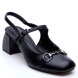 SCARPIN AMALFI COURO PRETO - LESSÔ