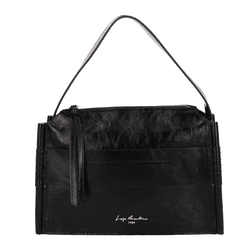 BOLSA COM ALÇA DUPLA E AJUSTÁVEL COURO PRETO - LESSÔ
