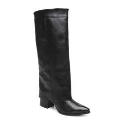 BOTA VIENNA CANO ALTO COURO PRETO - LESSÔ
