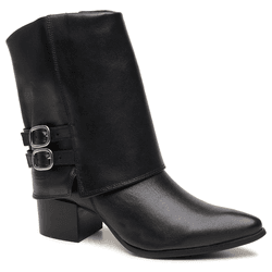 BOTA ATENA COURO CARNEIRO PRETO - LESSÔ