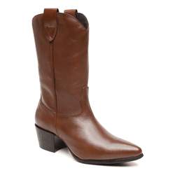 BOTA LÍVIA WESTERN COURO MARROM - LESSÔ