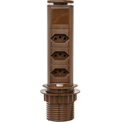Torre de tomadas com 3 tomadas Marrom