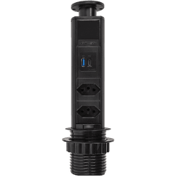 Torre De Tomada Preto Usb Tipo C + A Turbo + 2 Elé... - LEVEL ONE