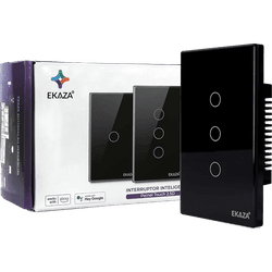 INTERRUPTOR TOUCH 2 BOTÕES PRETO 2.5D WI-FI - EKGC... - LEVEL ONE