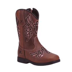 BOTA TEXANA FEMININA INFANTIL CARAMELO BORDADO LAS... - Caminhos da Roça