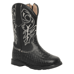 Bota Texana Infantil Látego Preto com Bordado - XB... - Caminhos da Roça