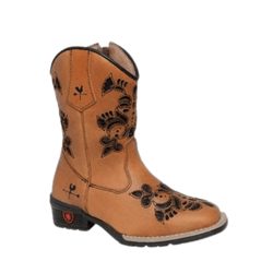 BOTA TEXANA FEMININA JUVENIL CARAMELO BORDADO LASE... - Caminhos da Roça