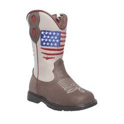 BOTA TEXANA MASCULINA INFANTIL CAFÉ COM BEGE - 73... - Caminhos da Roça