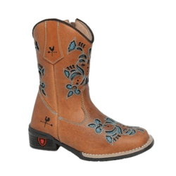 BOTA TEXANA FEMININA JUVENIL CARAMELO BORDADO LASE... - Caminhos da Roça