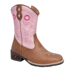 BOTA TEXANA FEMININA JUVENIL WHISKY COM ROSA - JR1... - Caminhos da Roça