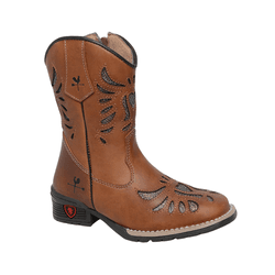BOTA TEXANA FEMININA JUVENIL CARAMELO BORDADO LASE... - Caminhos da Roça