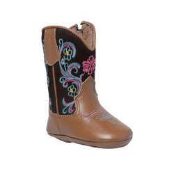 BOTA BEBE TEXANA EM COURO WHISKY BORDADO PRIMAVERA... - Caminhos da Roça