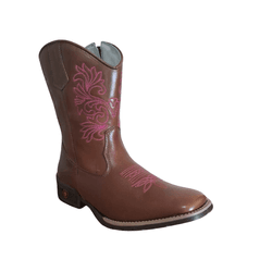BOTA TEXANA FEMININA FÓSSIL CARAMELO BORDADO ROSA ... - Caminhos da Roça