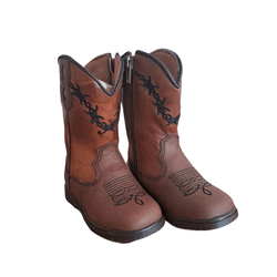 Bota Texana Juvenil em Couro Marrom - PROMOÇÃO - P... - Caminhos da Roça