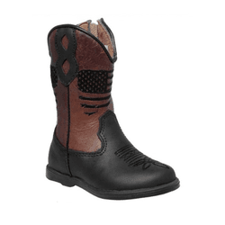 Bota Texana Juvenil em Couro Preto com Vinho - PRO... - Caminhos da Roça