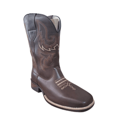 Bota Texana Masculina Marrom Bordado Bege - PROMOÇ... - Caminhos da Roça