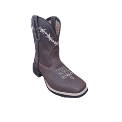 BOTA TEXANA MASCULINA CAFÉ BICO QUADRADO BORDADO B... - Caminhos da Roça