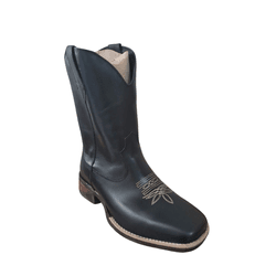 BOTA TEXANA MASCULINA LÁTEGO PRETO BORDADO BEGE - ... - Caminhos da Roça