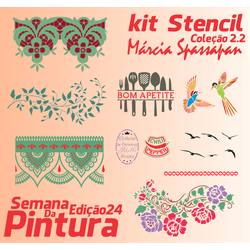 Kit Stencil Coleção Márcia Spassapan | Semana Da P... - Loja da Márcia Spassapan | Tudo para Artesanato